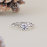 Sterling Silver Round Solitaire Diamond Ring for Women